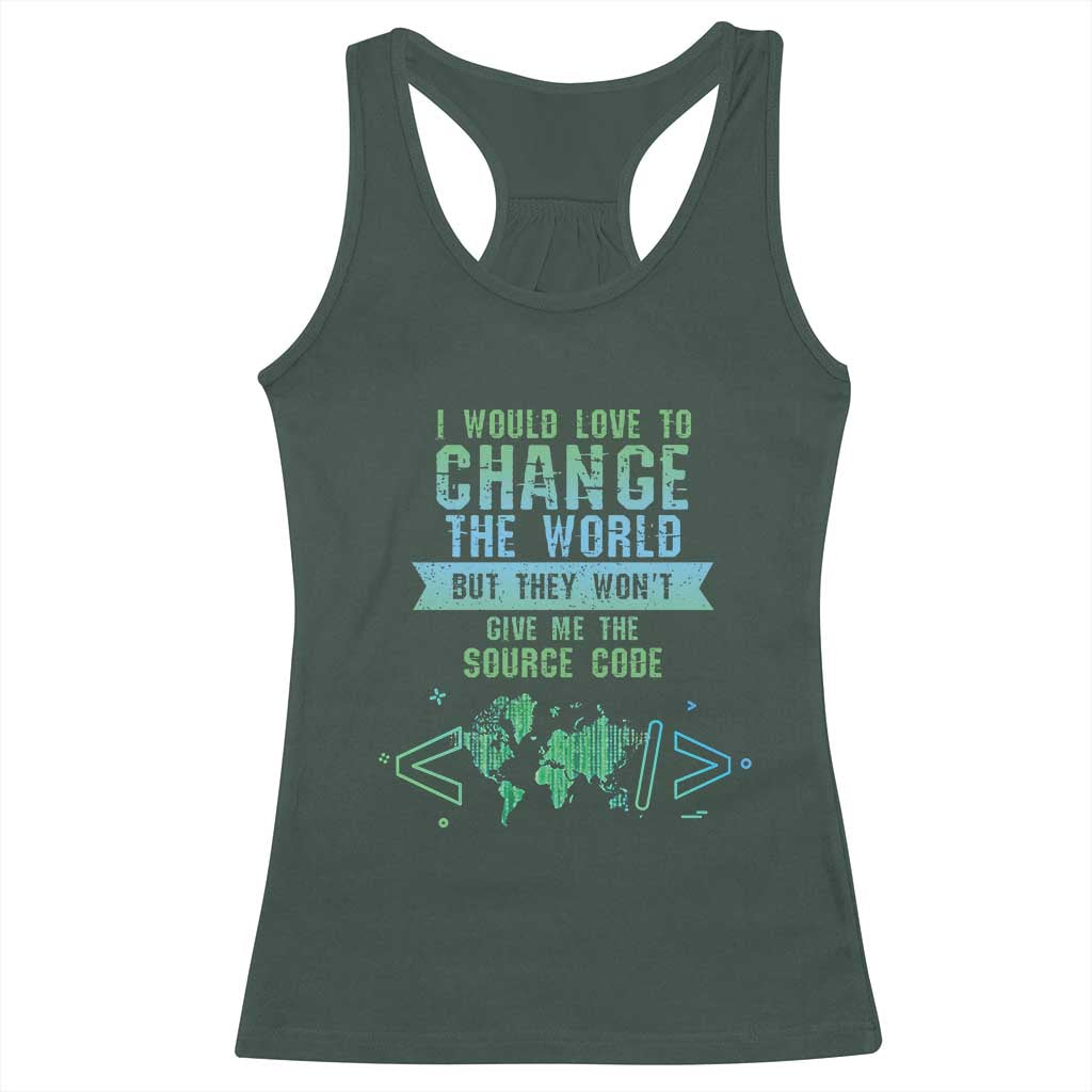 Funny Coder Racerback Tank Top I Would Like To Change The World TS09 Dark Forest Green Print Your Wear