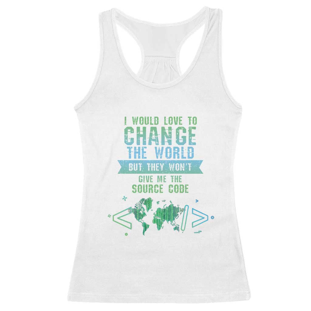 Funny Coder Racerback Tank Top I Would Like To Change The World TS09 White Print Your Wear