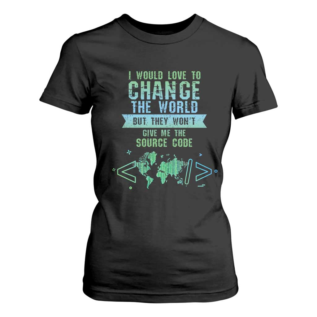 Funny Coder T Shirt For Women I Would Like To Change The World TS09 Black Print Your Wear