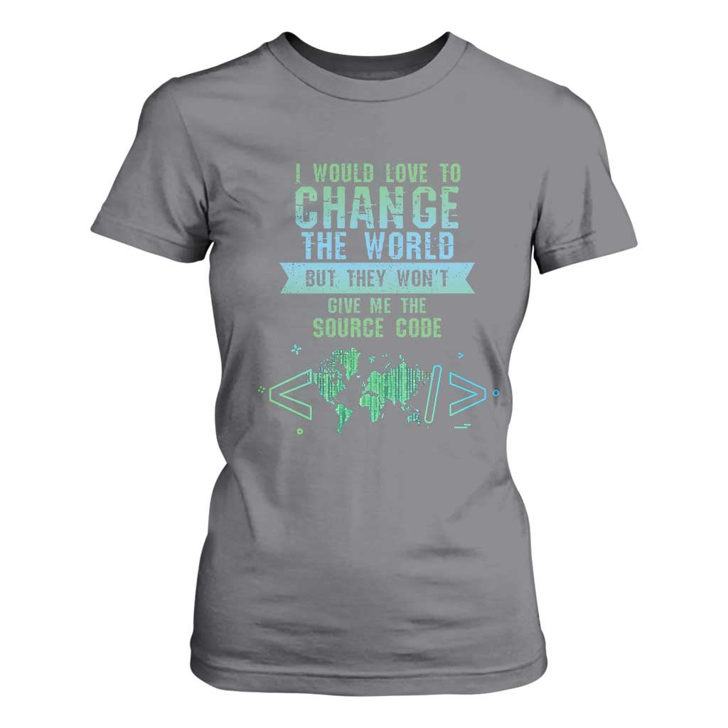 Funny Coder T Shirt For Women I Would Like To Change The World TS09 Charcoal Print Your Wear