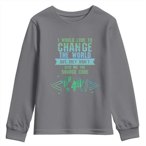 Funny Coder Youth Sweatshirt I Would Like To Change The World TS09 Charcoal Print Your Wear