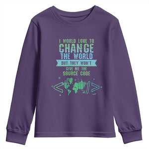 Funny Coder Youth Sweatshirt I Would Like To Change The World TS09 Purple Print Your Wear