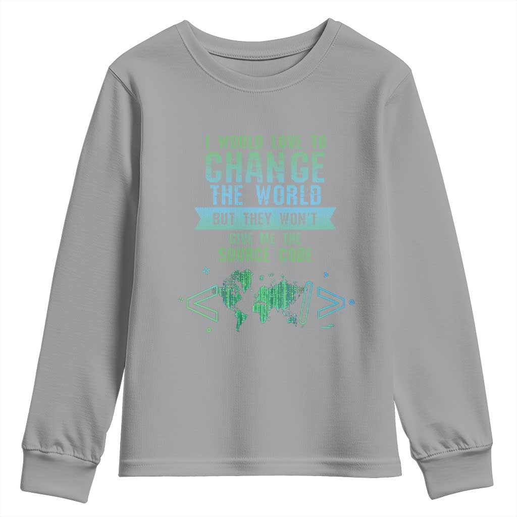 Funny Coder Youth Sweatshirt I Would Like To Change The World TS09 Sport Gray Print Your Wear