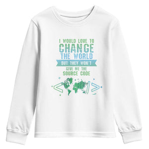 Funny Coder Youth Sweatshirt I Would Like To Change The World TS09 White Print Your Wear
