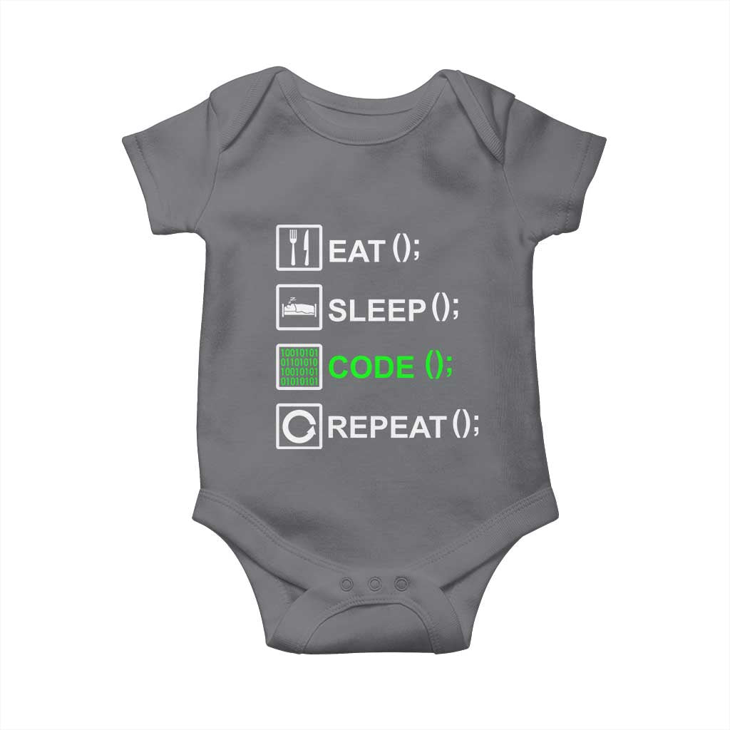Funny Coder Baby Onesie Eat Sleep Code Repeat TS09 Charcoal Print Your Wear