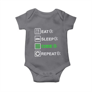 Funny Coder Baby Onesie Eat Sleep Code Repeat TS09 Charcoal Print Your Wear