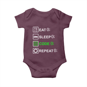 Funny Coder Baby Onesie Eat Sleep Code Repeat TS09 Maroon Print Your Wear