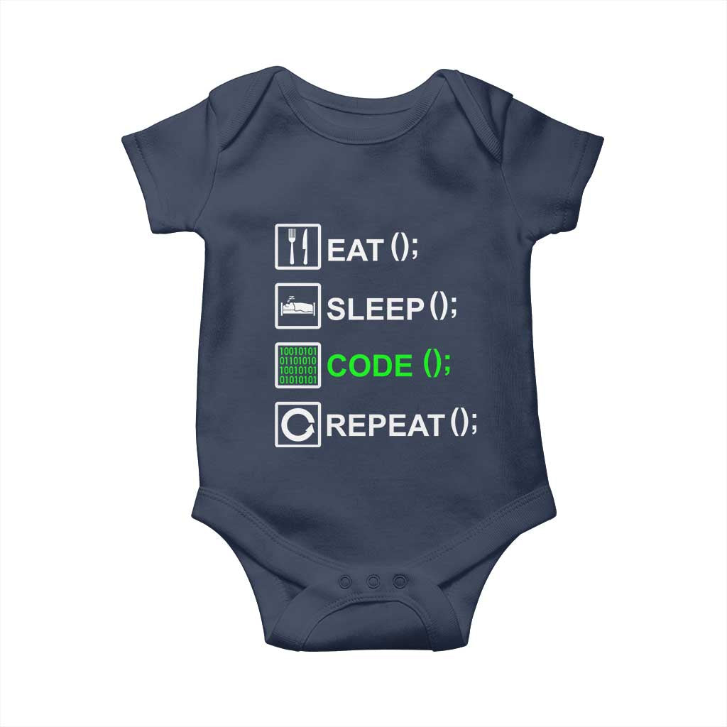 Funny Coder Baby Onesie Eat Sleep Code Repeat TS09 Navy Print Your Wear