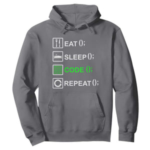 Funny Coder Hoodie Eat Sleep Code Repeat TS09 Charcoal Print Your Wear