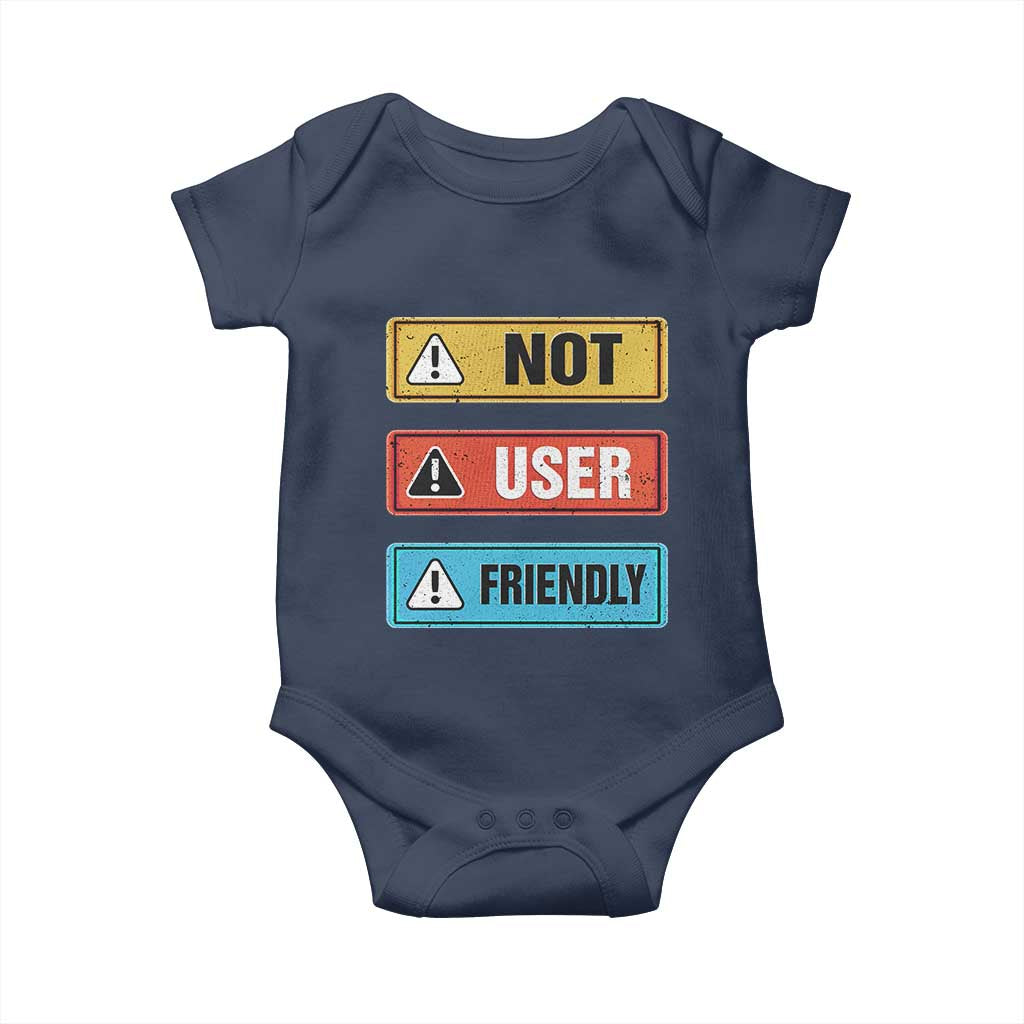 Funny Coder Baby Onesie Not User Friendly TS09 Navy Print Your Wear