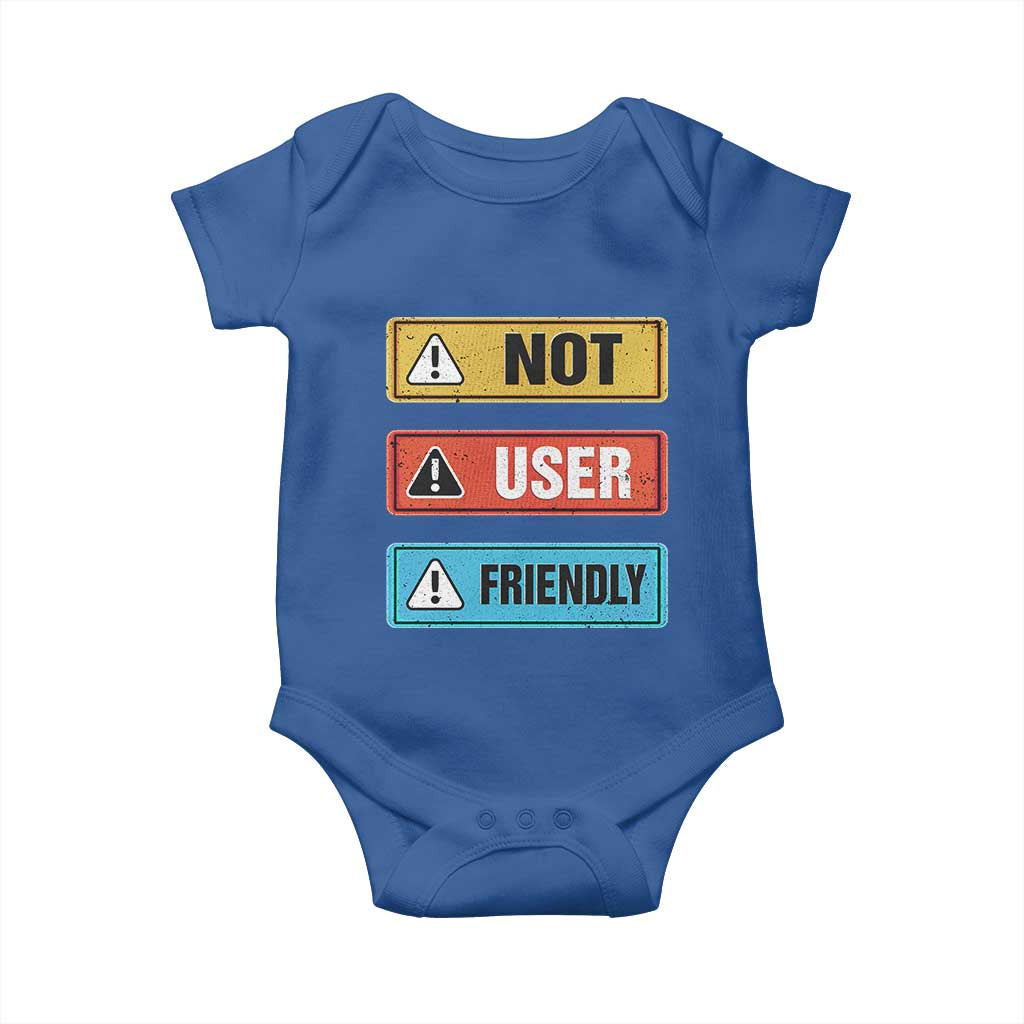 Funny Coder Baby Onesie Not User Friendly TS09 Royal Blue Print Your Wear