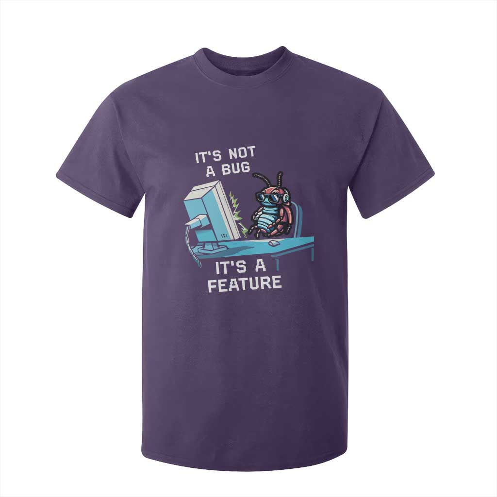 Funny Coder T Shirt For Kid It's Not A Bug It's A Feature TS09 Purple Print Your Wear