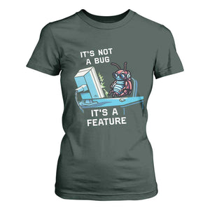 Funny Coder T Shirt For Women It's Not A Bug It's A Feature TS09 Dark Forest Green Print Your Wear