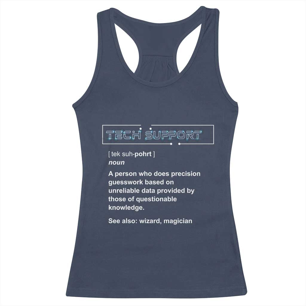 Funny Tech Support Description Racerback Tank Top TS09 Navy Print Your Wear
