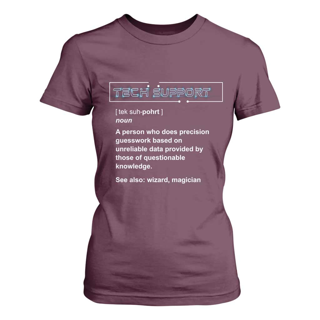 Funny Tech Support Description T Shirt For Women TS09 Maroon Print Your Wear