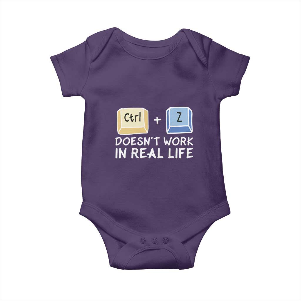 Funny Ctrl Z Doesn't Work In Real Life Baby Onesie TS09 Purple Print Your Wear