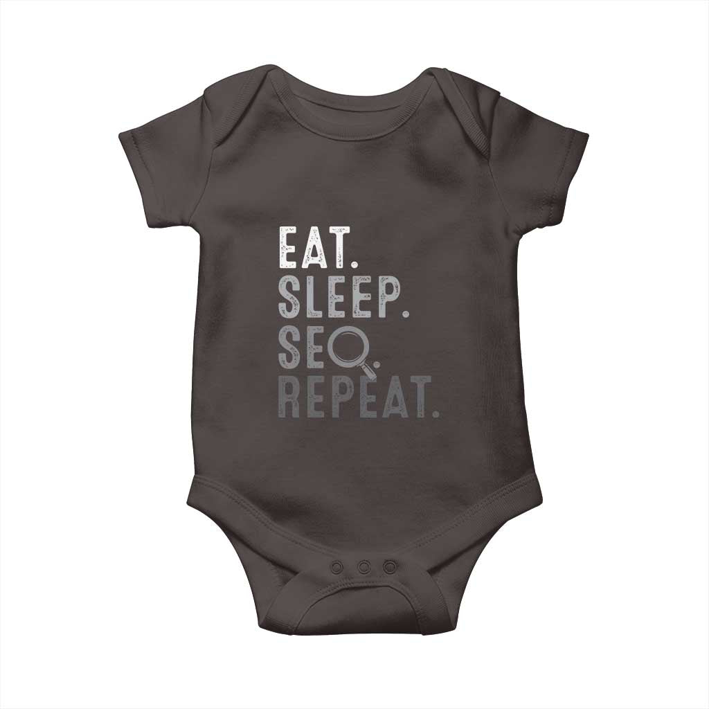 Funny Marketer Baby Onesie Eat Sleep SEO Repeat TS09 Dark Chocolate Print Your Wear