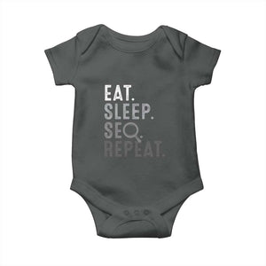 Funny Marketer Baby Onesie Eat Sleep SEO Repeat TS09 Dark Heather Print Your Wear