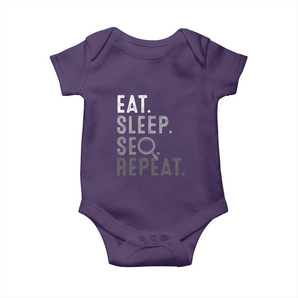 Funny Marketer Baby Onesie Eat Sleep SEO Repeat TS09 Purple Print Your Wear