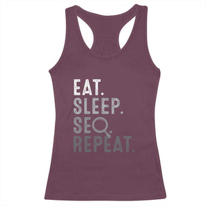 Funny Marketer Racerback Tank Top Eat Sleep SEO Repeat TS09 Maroon Print Your Wear