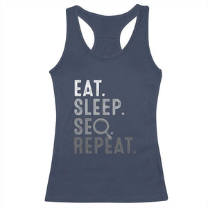 Funny Marketer Racerback Tank Top Eat Sleep SEO Repeat TS09 Navy Print Your Wear