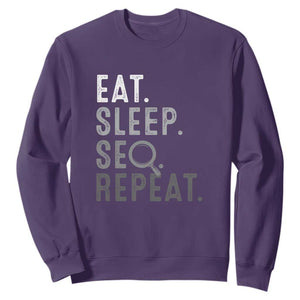 Funny Marketer Sweatshirt Eat Sleep SEO Repeat TS09 Purple Print Your Wear