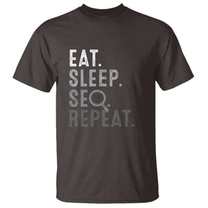 Funny Marketer T Shirt Eat Sleep SEO Repeat TS09 Dark Chocolate Print Your Wear