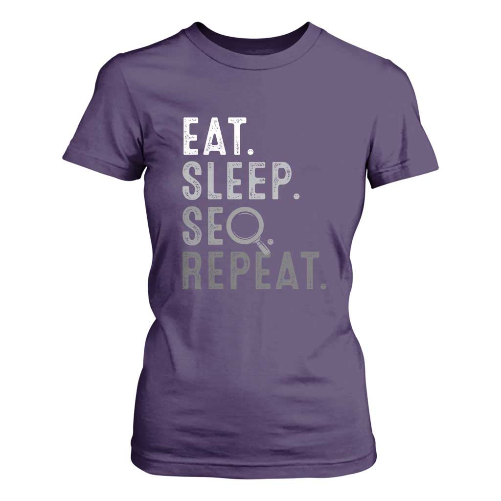 Funny Marketer T Shirt For Women Eat Sleep SEO Repeat TS09 Purple Print Your Wear
