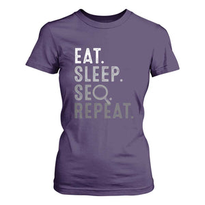 Funny Marketer T Shirt For Women Eat Sleep SEO Repeat TS09 Purple Print Your Wear
