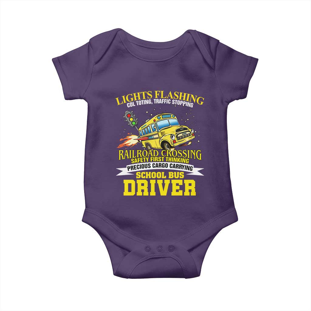School Bus Drive Baby Onesie I Am A Lights Flashing Cdl Toting Traffic Stopping TS09 Purple Print Your Wear