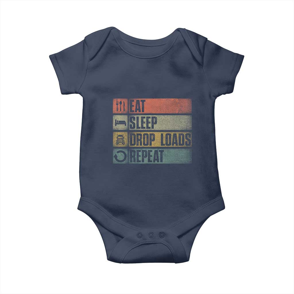 Truck Driver Baby Onesie Eat Sleep Drop Load Repeat TS09 Navy Print Your Wear
