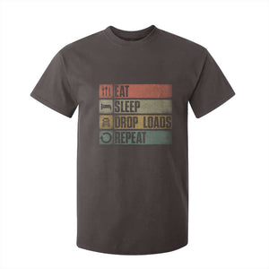 Truck Driver T Shirt For Kid Eat Sleep Drop Load Repeat TS09 Dark Chocolate Print Your Wear