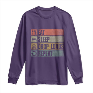Truck Driver Long Sleeve Shirt Eat Sleep Drop Load Repeat TS09 Purple Print Your Wear
