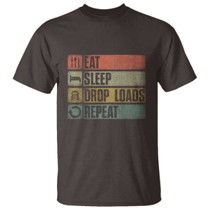 Truck Driver T Shirt Eat Sleep Drop Load Repeat TS09 Dark Chocolate Print Your Wear