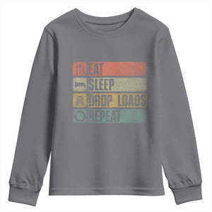 Truck Driver Youth Sweatshirt Eat Sleep Drop Load Repeat TS09 Charcoal Print Your Wear