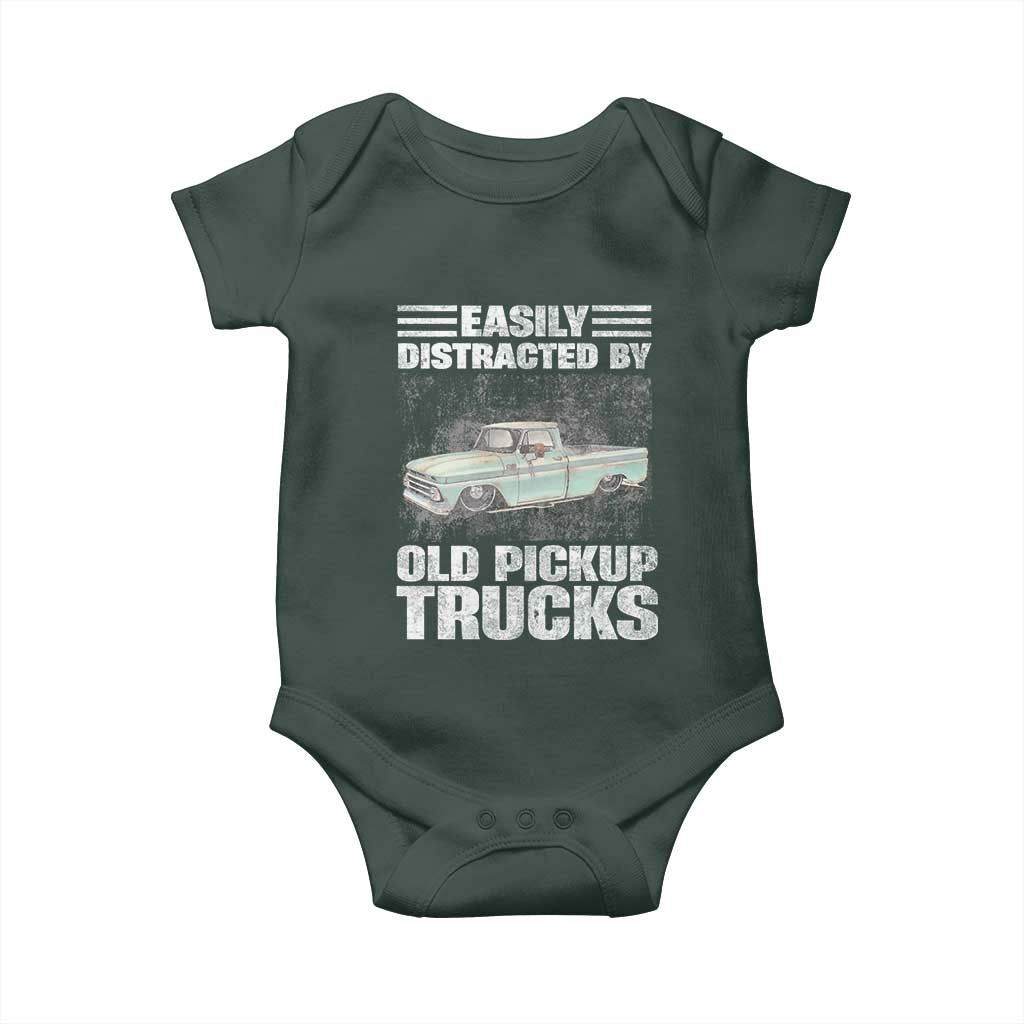 Truck Driver Baby Onesie Easily Distracted By Old Pickup Trucks TS09 Print Your Wear
