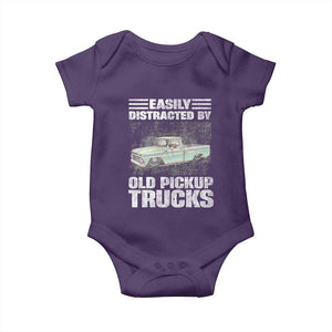 Truck Driver Baby Onesie Easily Distracted By Old Pickup Trucks TS09 Purple Print Your Wear
