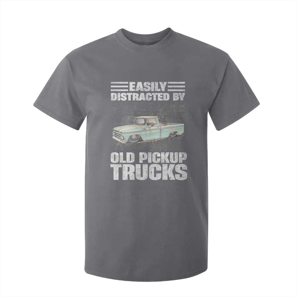 Truck Driver T Shirt For Kid Easily Distracted By Old Pickup Trucks TS09 Charcoal Print Your Wear