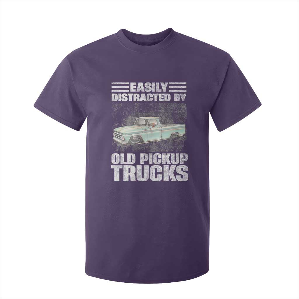 Truck Driver T Shirt For Kid Easily Distracted By Old Pickup Trucks TS09 Purple Print Your Wear