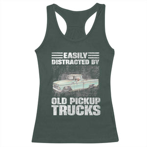 Truck Driver Racerback Tank Top Easily Distracted By Old Pickup Trucks TS09 Dark Forest Green Print Your Wear