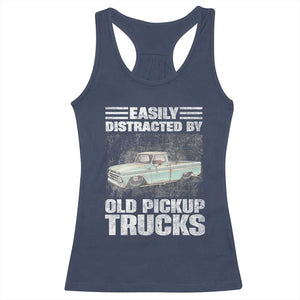 Truck Driver Racerback Tank Top Easily Distracted By Old Pickup Trucks TS09 Navy Print Your Wear