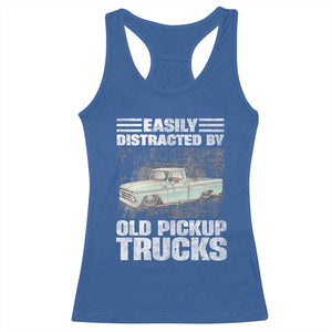 Truck Driver Racerback Tank Top Easily Distracted By Old Pickup Trucks TS09 Royal Blue Print Your Wear