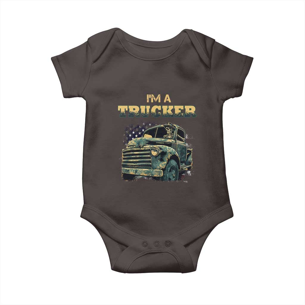 Truck Driver Baby Onesie I'm A Trucker TS09 Dark Chocolate Print Your Wear