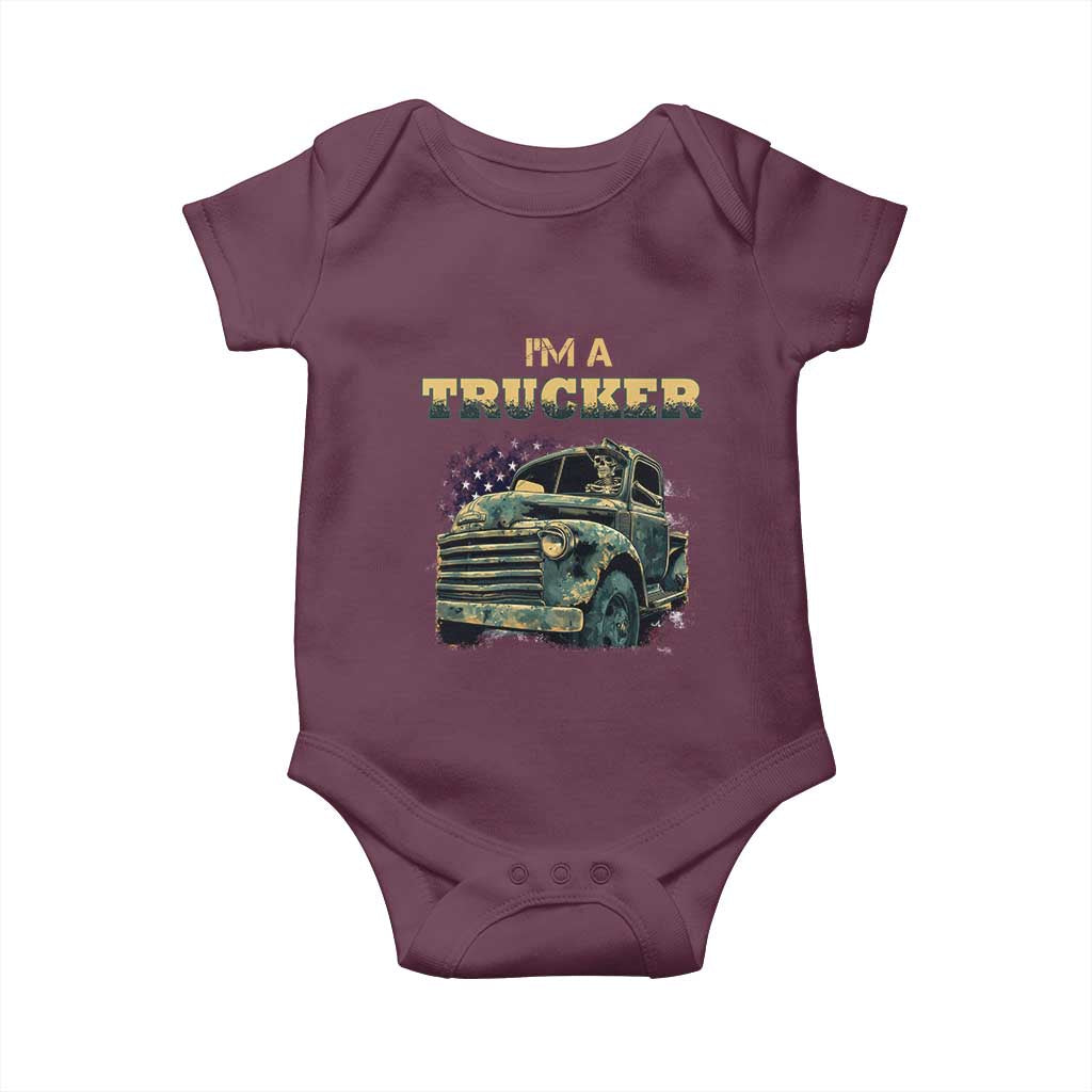 Truck Driver Baby Onesie I'm A Trucker TS09 Maroon Print Your Wear