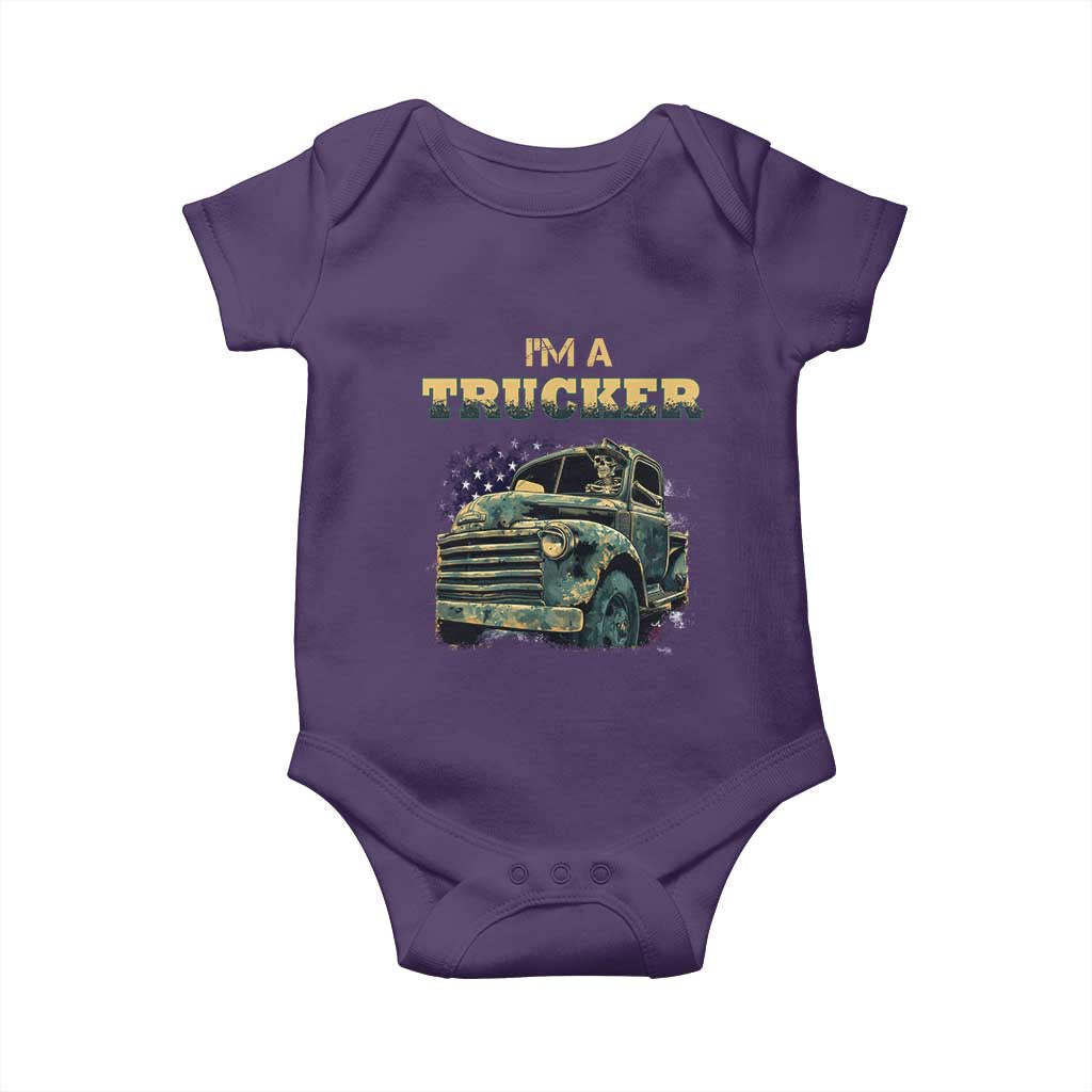 Truck Driver Baby Onesie I'm A Trucker TS09 Purple Print Your Wear