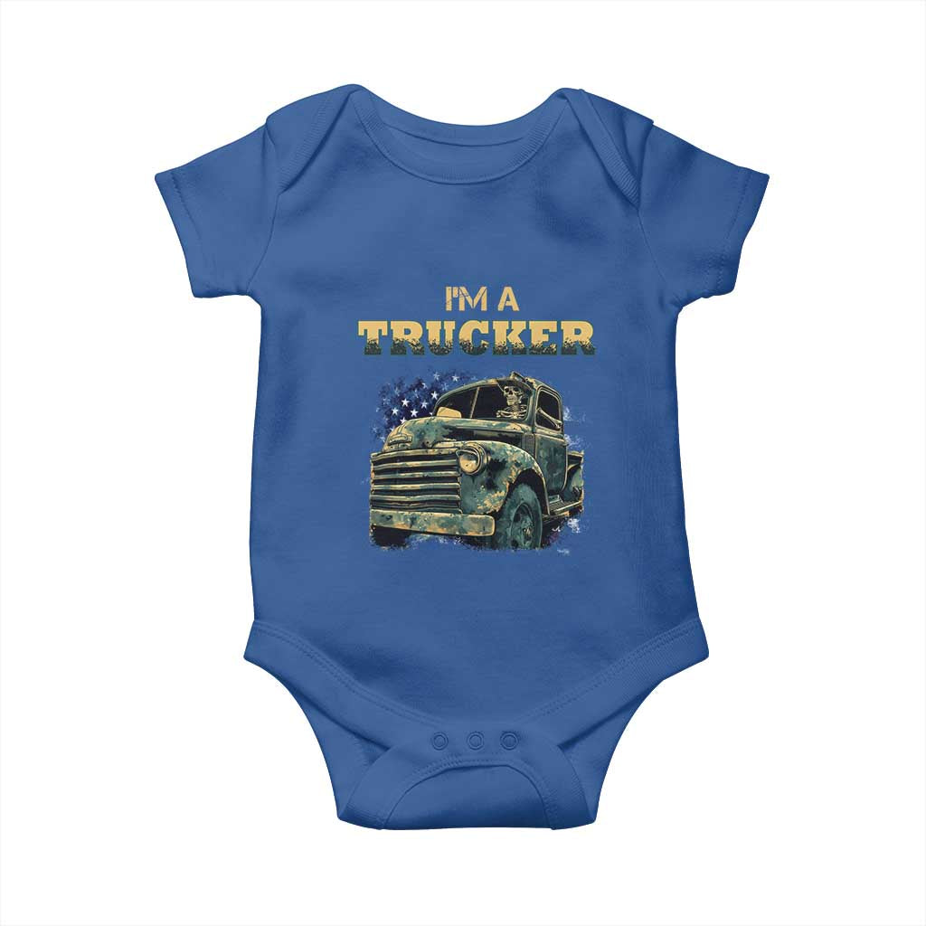 Truck Driver Baby Onesie I'm A Trucker TS09 Royal Blue Print Your Wear