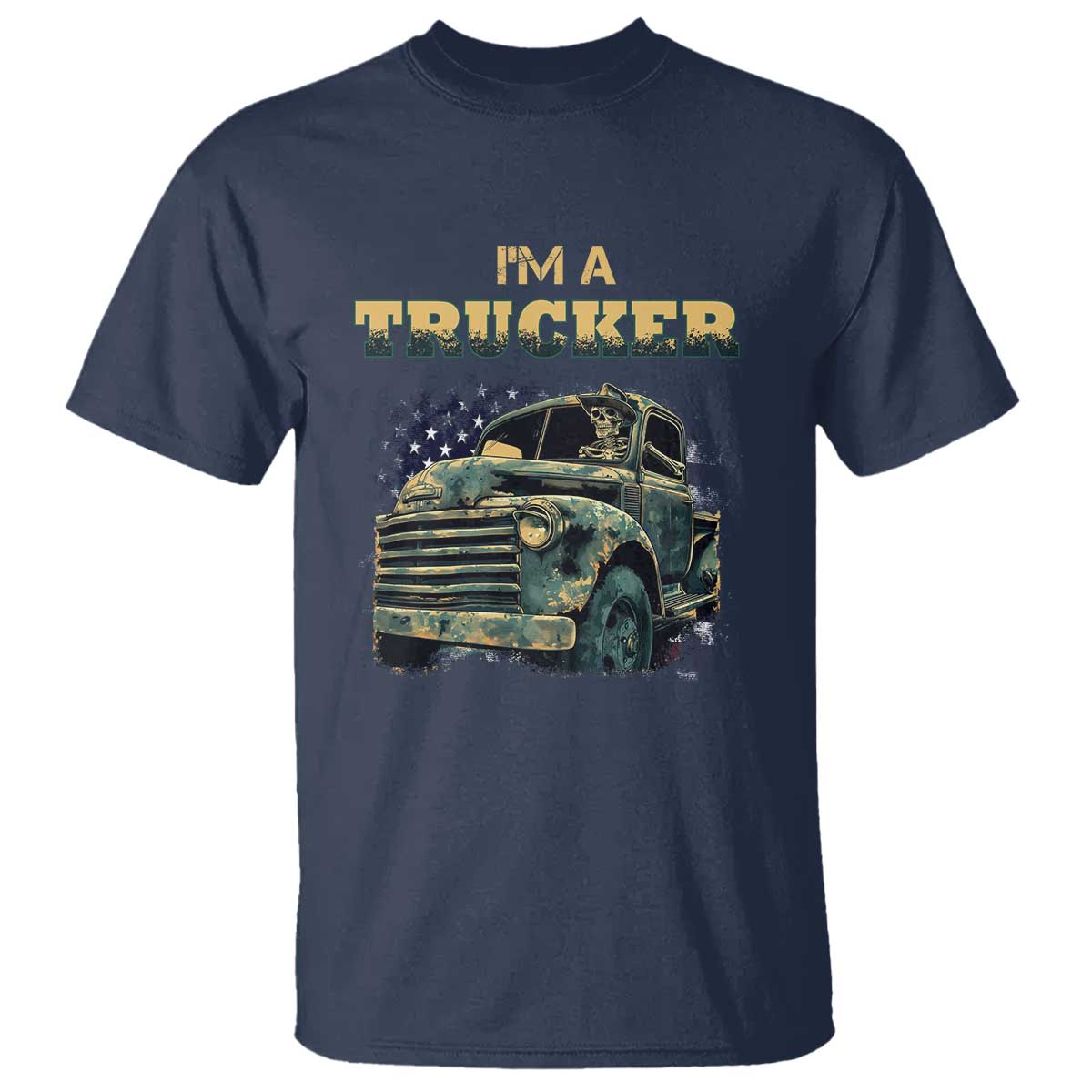Truck Driver T Shirt I'm A Trucker TS09 Navy Print Your Wear