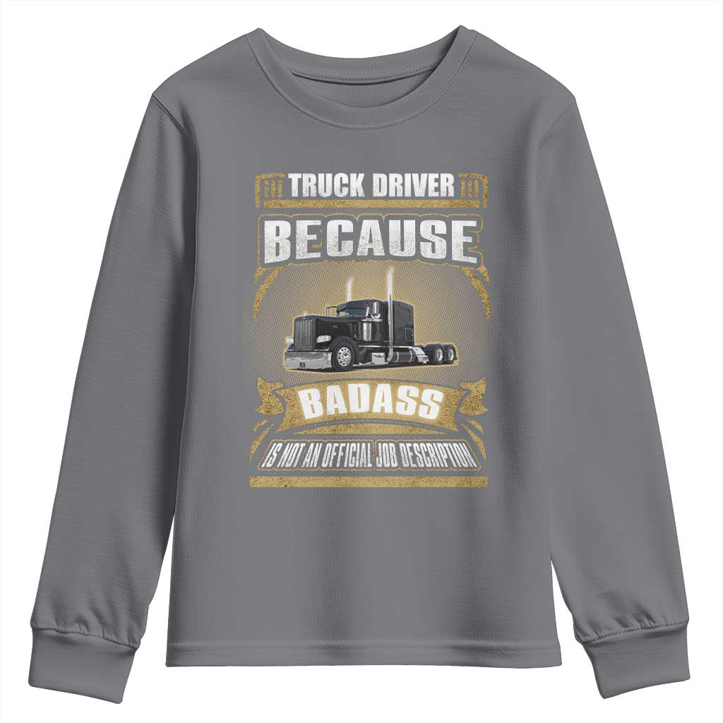 Truck Driver Youth Sweatshirt Because Badass Is Not An Official Job Description TS09 Charcoal Print Your Wear