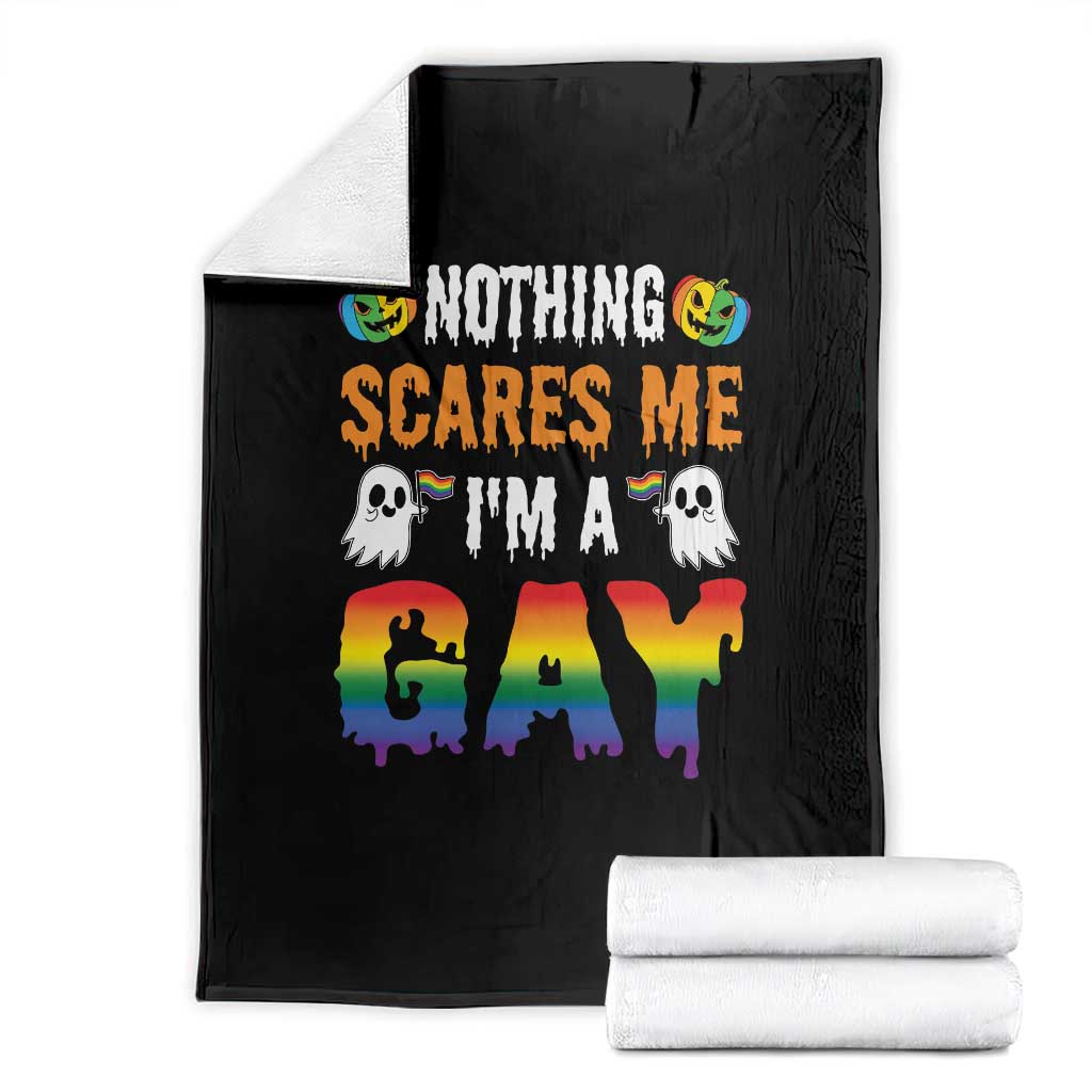 Funny Halloween LGBT Throw Blanket Nothing Scares Me I'm A Gay TS09 Black Print Your Wear