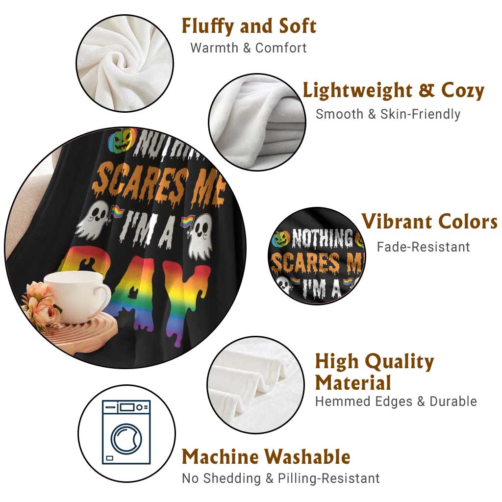 Funny Halloween LGBT Throw Blanket Nothing Scares Me I'm A Gay TS09 Print Your Wear